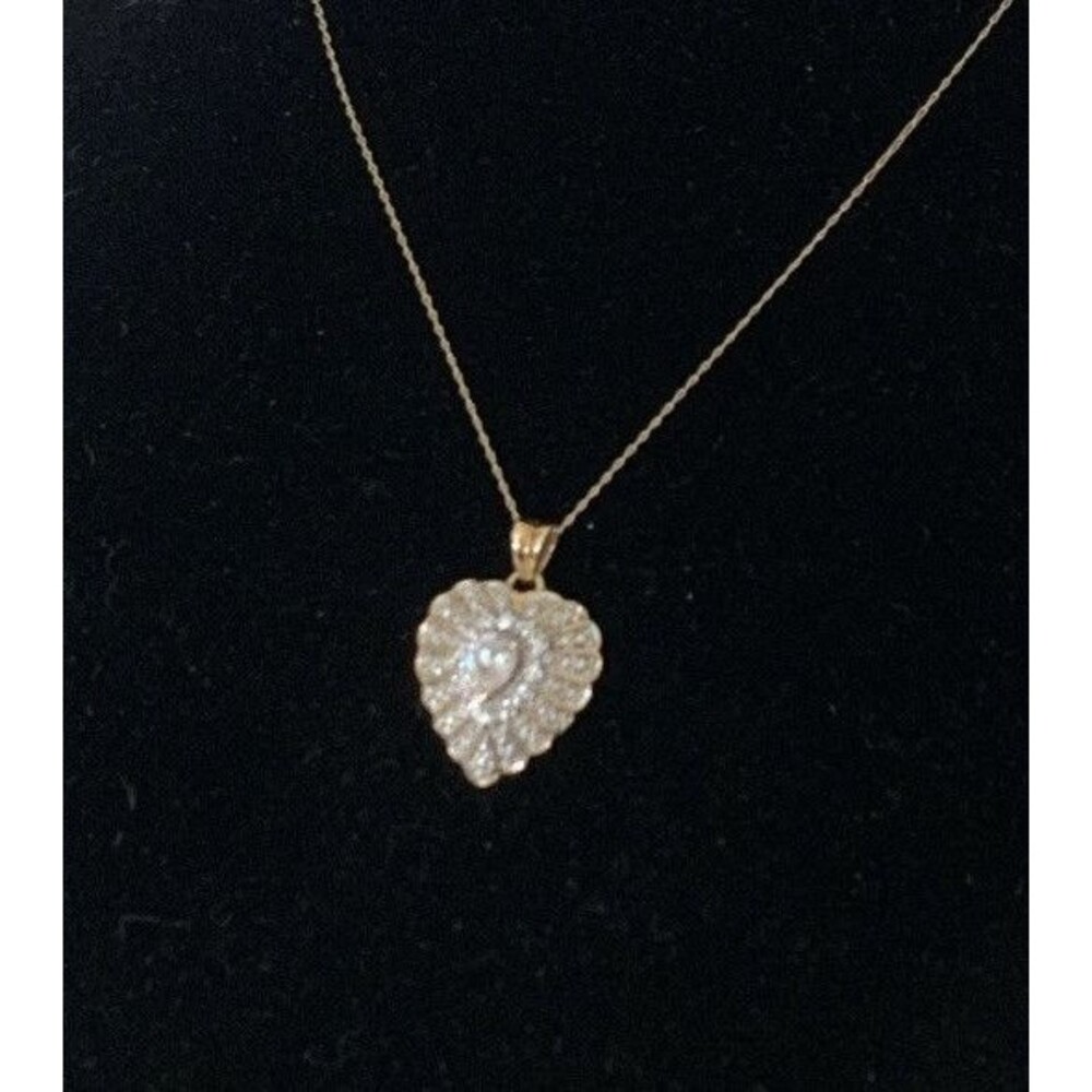Vintage 10K Yellow Gold Teardrop Heart Necklace 20.5” CZ Cubic Zirconia Pendant